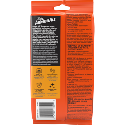 Car Interior Protectant Wipes - 20 Count.
