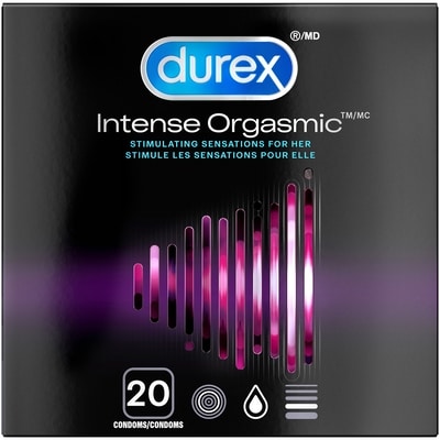 Durex Condoms, Intense Orgasmic Ribbed, Dotted And Stimulating Gel 20 ea, $1.27/1ea