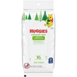 Huggies Lingettes pour bébés Natural Care pour peau sensible, NON PARFUMÉES, 1 emballage souple, total de 16 lingettes 1 ea, 0,16 $/1ch