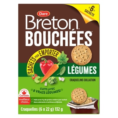 Dare Craquelins Breton Bouchées Légumes Sachets Pour Emporter 132 g, 2,27 $/100g