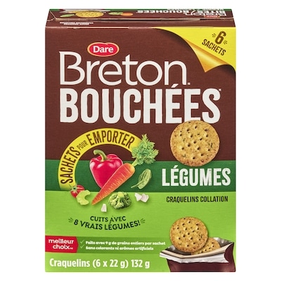 Dare Craquelins Breton Bouchées Légumes Sachets Pour Emporter 132 g, 1,89 $/100g