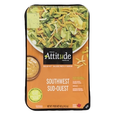 Attitude Fraîche Salade Sud-Ouest avec garnitures format familial 402 g, 1,99 $/100g