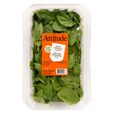 Attitude Fraîche Jeunes épinards prélavés 312 g, 2,08 $/100g