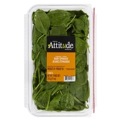 Attitude Fraîche Jeunes épinards prélavés 312 g, 2,24 $/100g