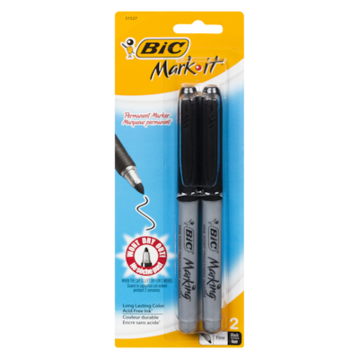 Bic Mark-It Permanent Marker, Fine Point, Black 2x1.0 ea, $1.50/1ea