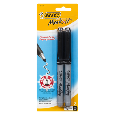 BIC Mark-It Marqueur Permanent Fine Noir 2x1.0 ea, 1,50 $/1ch