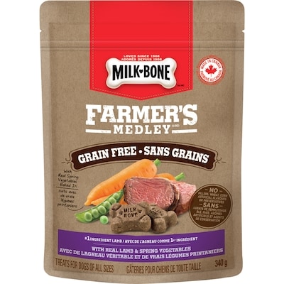 Milkbone Farmer's Medley Grain Free Real Lamb & Spring Vegetables Dog Treats 340 g, $1.76/100g