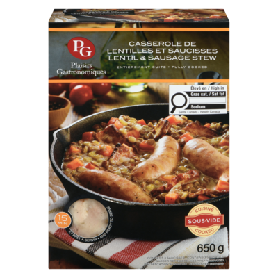 Plaisirs Gastronomiques Casserole de lentilles et saucisses 650 g, 2,31 $/100g