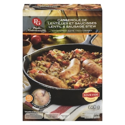 Plaisirs Gastronomiques Casserole de lentilles et saucisses 650 g, 2,00 $/100g