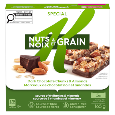 Kellogg’s Special K Barres Special K Nourish Morceaux de chocolat noir et amandes 165 g, 2,60 $/100g