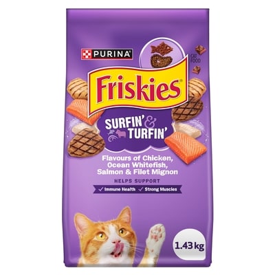 Purina Friskies Surfin' & Turfin' Dry Cat Food Assorted Flavours 1.43 kg, $0.49/100g