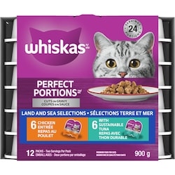 Whiskas Repas au poulet et au thon PERFECT PORTIONS coupes en sauce, emballage de 12 900 g, 2,11 $/100g
