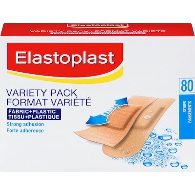 Elastoplast 360° Care-Guard Pansement Tissu + Plastique Format Variété 80 Taille Régulière 80 ea, 0,07 $/1ch