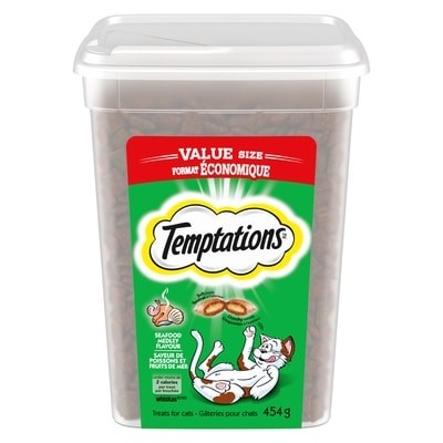 Temptations Gâteries pour chats saveur de poissons et fruits de mer en format économique, contenant de 454 g 454 g, 1,87 $/100g
