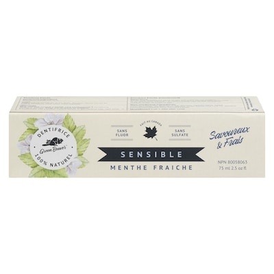 Green Beaver Jr Dentifrice Sensibilité, menthe 75 ml, 9,99 $/100ml