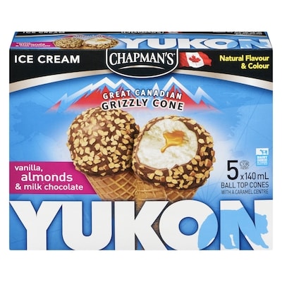 Chapmans Yukon Grizzly Ice Cream Cone Vanilla, Almonds & Milk Chocolate 5x140.0 ml, $0.71/100ml