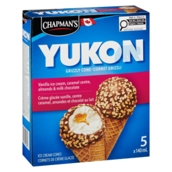 Chapmans Yukon Grizzly Ice Cream Cone Vanilla, Almonds & Milk