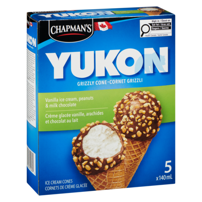 Yukon Grizzly Ice Cream Cone Vanilla, Peanuts & Milk Chocolate