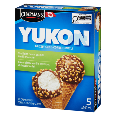 Yukon Grizzly Ice Cream Cone Vanilla, Peanuts & Milk Chocolate