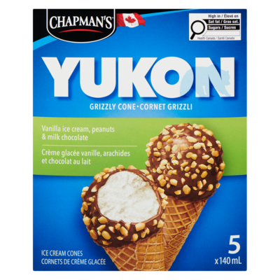 Yukon Grizzly Ice Cream Cone Vanilla, Peanuts & Milk Chocolate