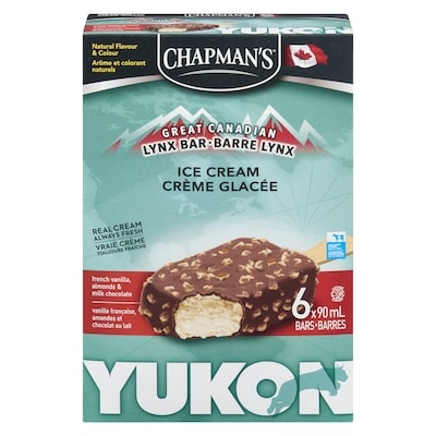 Chapman’s Yukon lynx  barre crème glacée vanille française et amandes 6x90.0 ml, 0,93 $/100ml