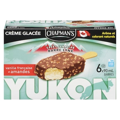 Chapman’s Yukon lynx  barre crème glacée vanille française et amandes 6x90.0 ml, 1,07 $/100ml