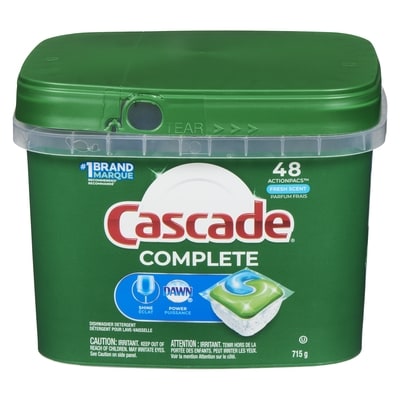Cascade Complete ActionPacs, Dishwasher Detergent, Fresh Scent, 48 count 48 ea, $0.37/1ea
