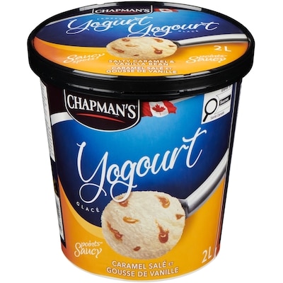 Chapman’s Yogurt glacé points saucy caramel salé et gousse de vanille 2 l, 0,42 $/100ml