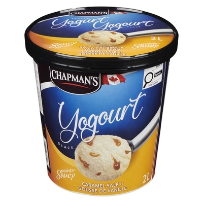 Chapman’s Yogurt glacé points saucy caramel salé et gousse de vanille 2 l, 0,45 $/100ml