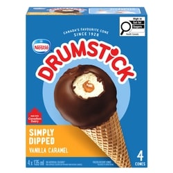 Nestlé Drumstick Simply Dipped Cones 4x135.0 ml, $0.74/100ml