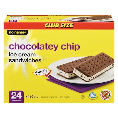 No Name Chocolatey Chip Ice Cream Sandwiches 24x120.0 ml, $0.35/100ml