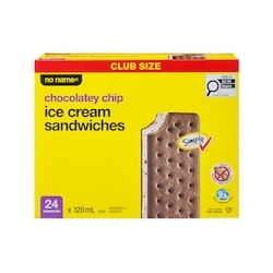 Sans Nom Sandwichs à la crème glacée aux brisures chocolatées, format club 24x120.0 ml, 0,35 $/100ml