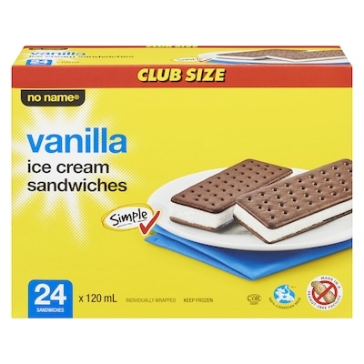 No Name Vanilla Ice Cream Sandwiches 24x120.0 ml, $0.35/100ml