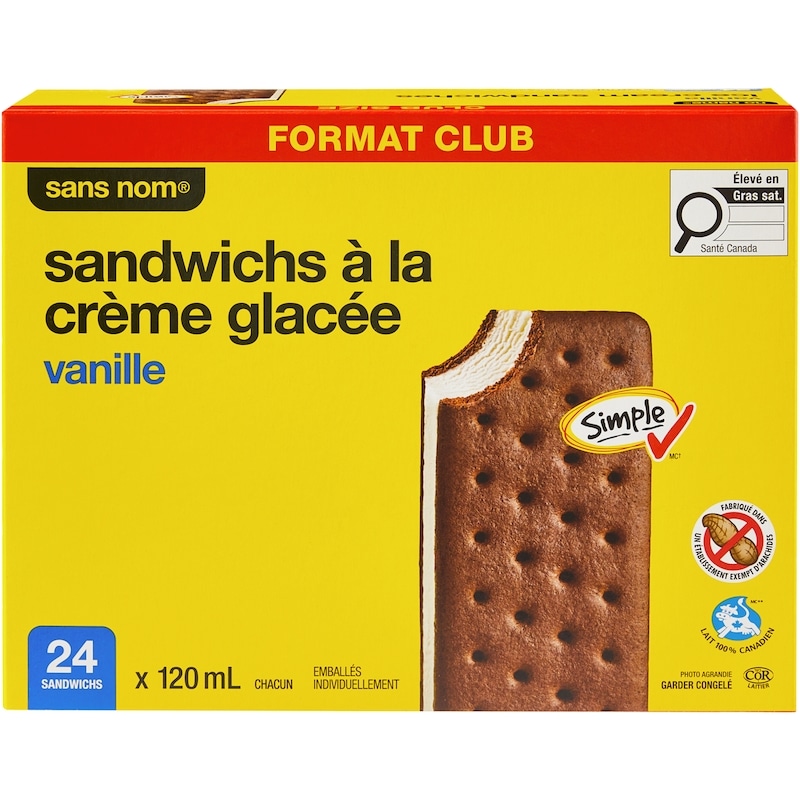 Vanilla Ice Cream Sandwiches Club Size