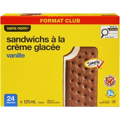 Sandwiches à la crème glacée à la vanille, format club
