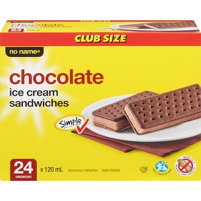 No Name Chocolate Ice Cream Sandwiches 24x120.0 ml, $0.35/100ml