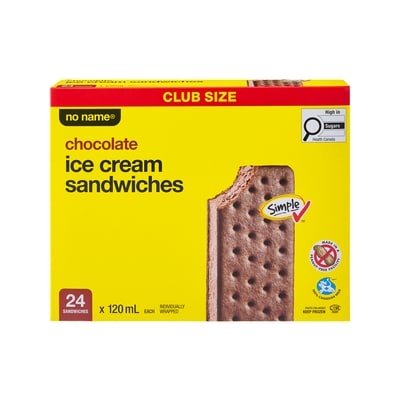 Sans Nom Sandwichs à la crème glacée au chocolat, format club 24x120.0 ml, 0,35 $/100ml