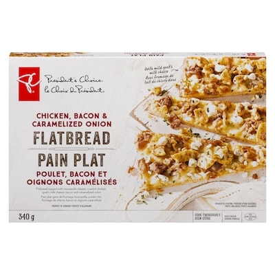 le Choix du Président Pain plat poulet, bacon et oignons caramélisés 340 g, 1,76 $/100g