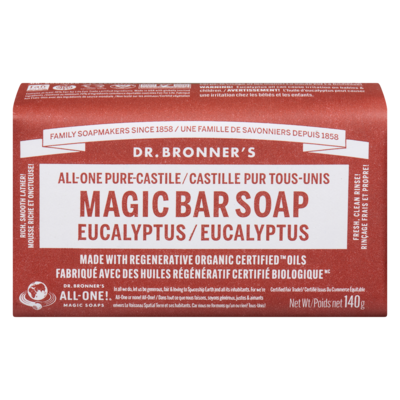 Dr Bronners Magic Soaps Eucalyptus et Chanvre Savon de Castille Pur 140 g, 6,06 $/100g