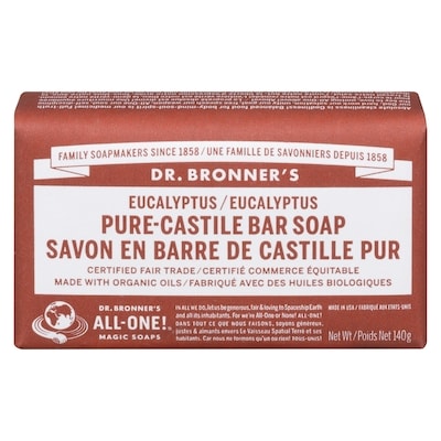 Dr Bronners Magic Soaps Eucalyptus et Chanvre Savon de Castille Pur 140 g, 4,99 $/100g
