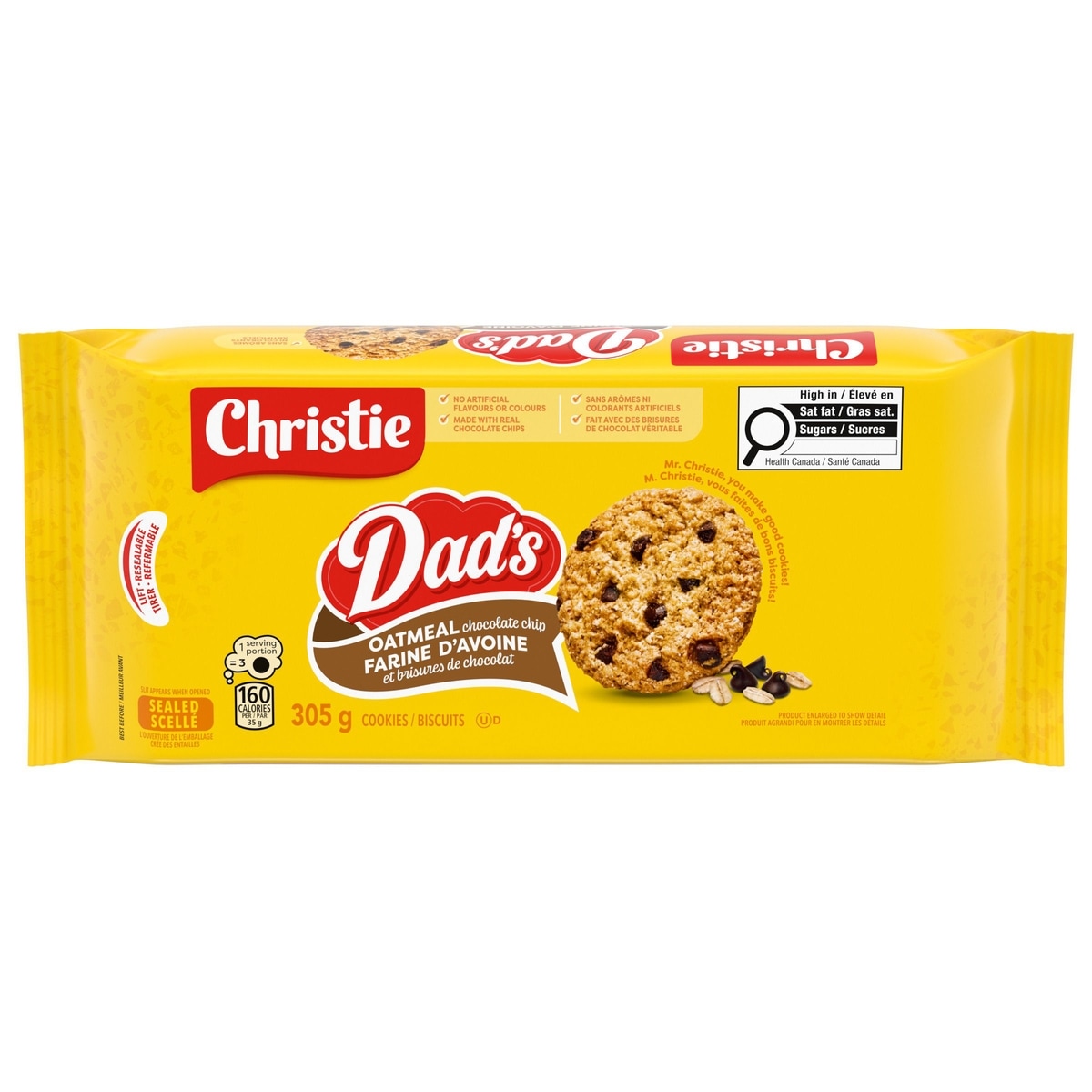 Christie Dads, Oatmeal Chocolate Chip Cookies 305 g, $1.80/100g