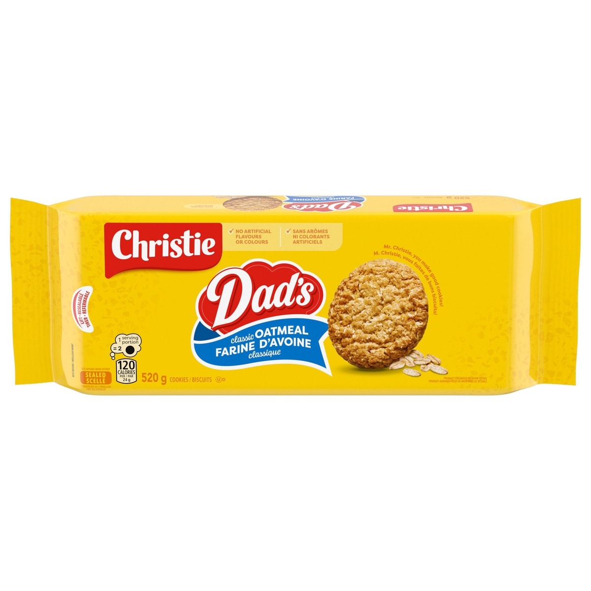 Christie Dads Oatmeal Cookies 520 g, $1.34/100g