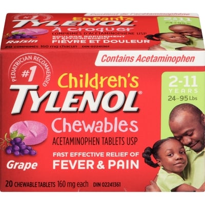 Tylenol Acetaminophen Tablets Usp 160 Mg Each Grape 20 ea, $0.50/1ea