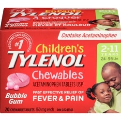 Tylenol Acetaminophen Tablets Usp 160 Mg Each Bubble Gum 20 ea, $0.55/1ea