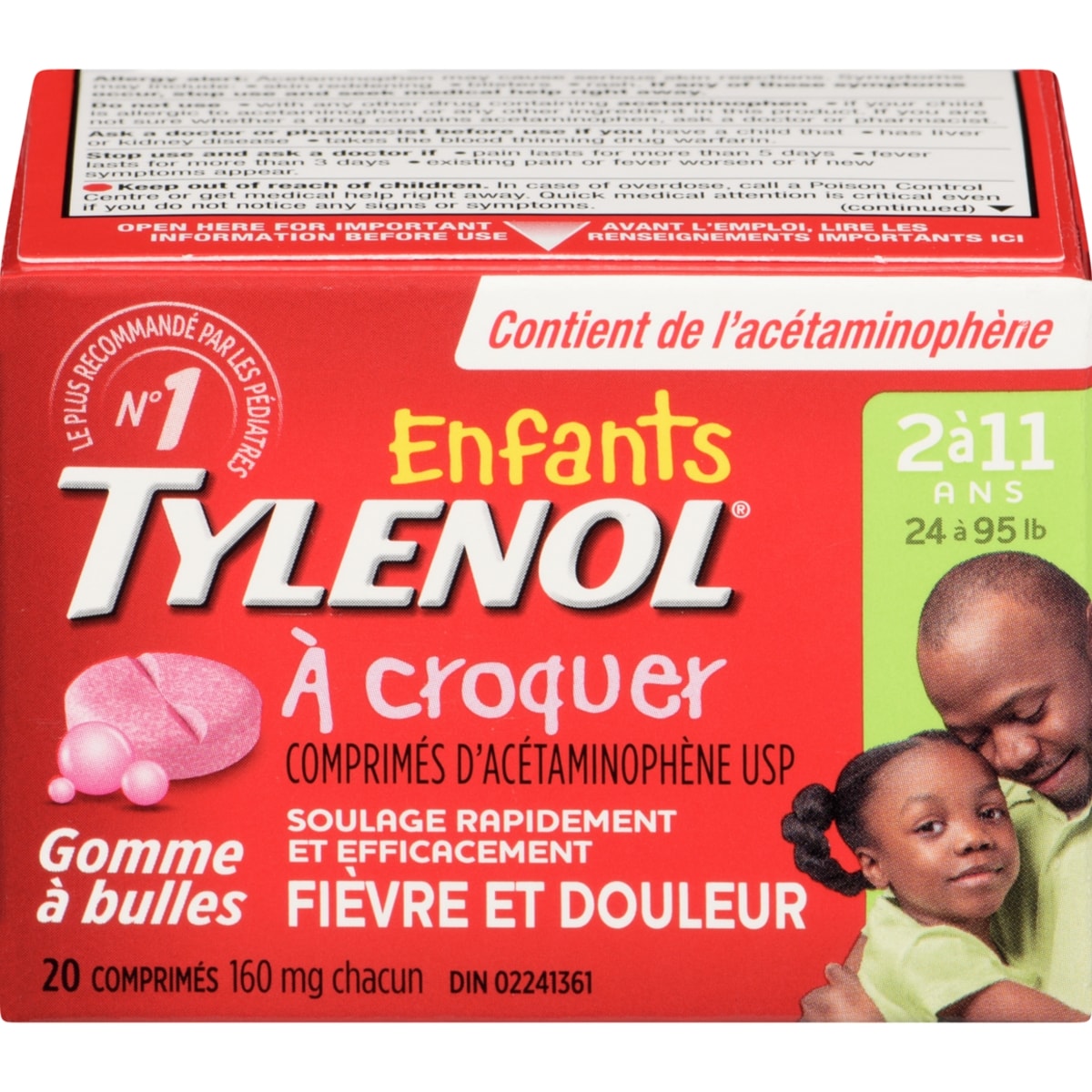 Tylenol Comprimés à croquer pour enfants, gomme balloune 20 ea, 0,55 $/1ch