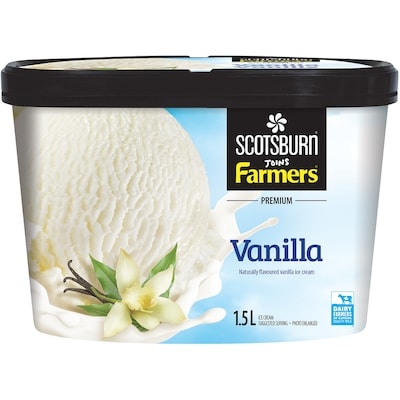 Scotsburn Premium Vanilla Ice Cream     1.5 l, $0.43/100ml