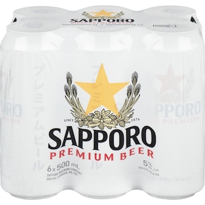 Sapporo Premium Beer, 5.0%, Since 1876 (ID required at pick-up) 6x500.0 ml, $3.92/100ml