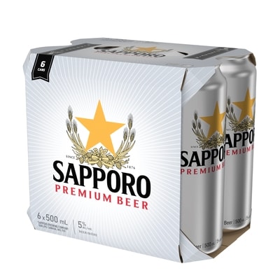 Sapporo Premium Lager (ID required at pick-up) 6x500.0 ml, $3.69/100ml