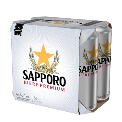 Sapporo Bière premium (Pièce d’identité requise au moment du ramassage) 6x500.0 ml, 5,09 $/100ml