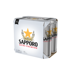 Sapporo Bière de première qualité à 5 % d’alcool depuis 1876. (Pièce d’identité requise au moment du ramassage) 6x500.0 ml, 3,69 $/100ml